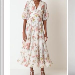 Zimmermann Pleated Tiered Midi Dress